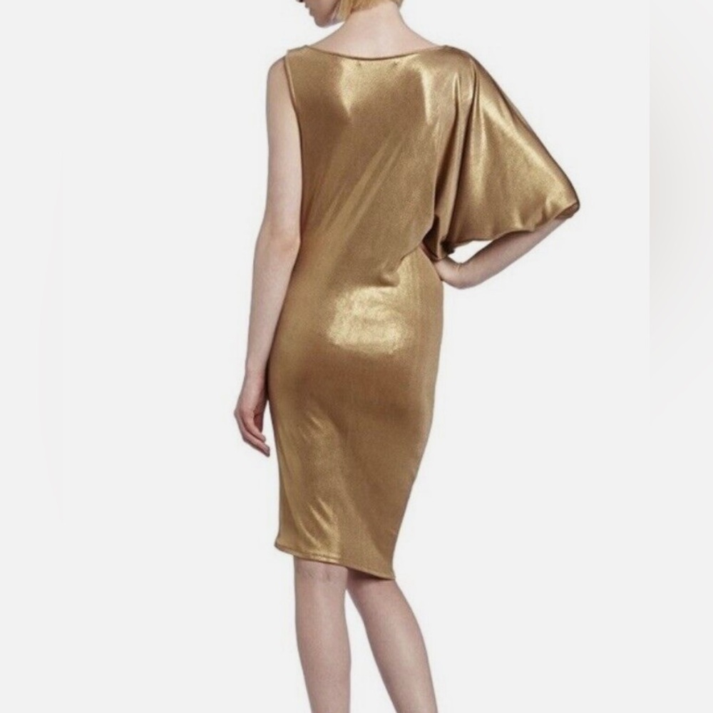 BCBGMaxAzria Gold asymmetrical cocktail dress